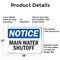 Signmission Main Water Shutoff, 18 in W x Rectangle, Aluminum OS-2PACK-NS-A-1218-L-14100 - alternate 7